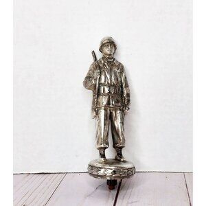 Vintage US Army Soldier HEAVY Metal Statue Display Trophy Topper  Damaged